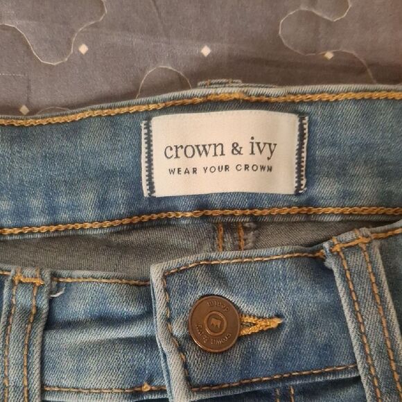 Crown & Ivy Striaght Blue Denim Jeans size 10 - Picture 3 of 7